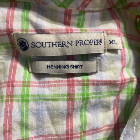 Southern Proper Pink Green Henning Shirt Stretch Long Sleeve Button Down Plaid - Picture 2 of 5